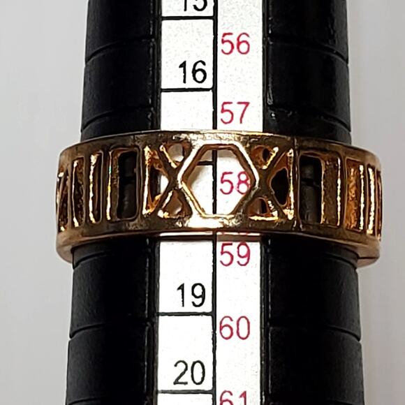 Copper Tone Roman Numeral Ring Sz 8.5 - Picture 4 of 4